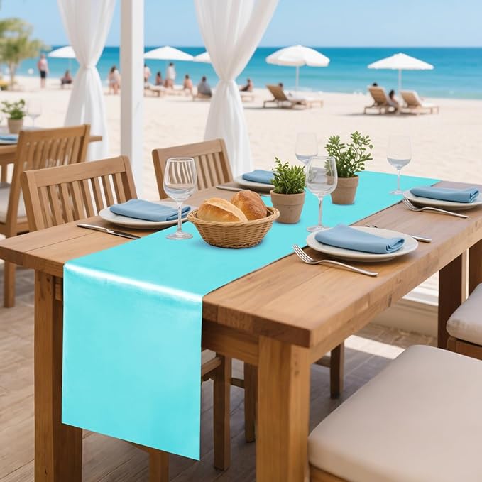 10 Pack Satin Table Runner 12 x 108 Inch Long Turquoise Silk Table Runner - Image 6