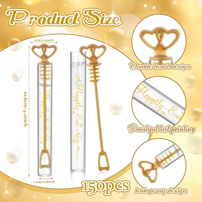 150 Pcs Bubble Wands Bulk for Wedding Party Mini Heart Wand - Image 3