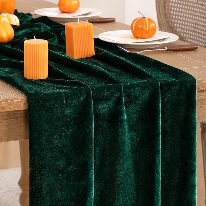 Emerald Green Velvet Table Runner 3 Pack Fall Thanksgiving Table Runners 20 x by DeZerlor