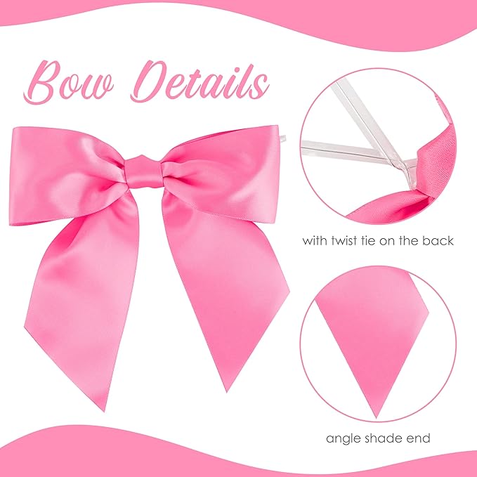 AIMUDI Hot Pink Satin Bows 5.5" Bows - Image 4