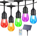 48FT Solar Outdoor String Lights, 15 Shatterproof Edison LED Bulbs, Dimmable by IPStank