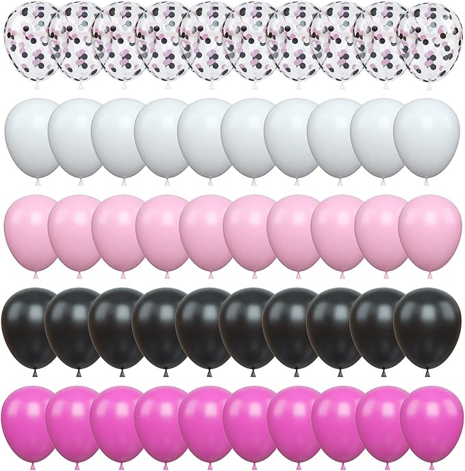 Balloons Black and Pink, Rose Red Pink Party Balloons Decoration - Image 4
