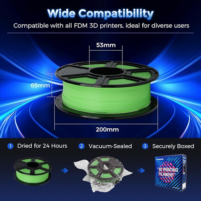 FLASHFORGE Rapid PLA Filament 1.75mm Luminous Green, 500mm/s High Speed Printing - Image 7