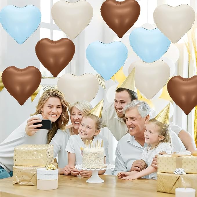 Blue Brown Heart Balloons - Image 3