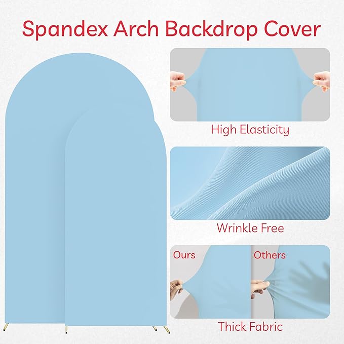 Set of 2 Arch Backdrop Cover Dusty Blue High Elastic Wrinkle-Resistant Arch - Image 5