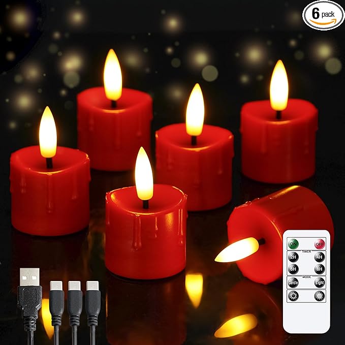 Rechargeable Flameless 1.6" x2.5" Tea Light Candles by Yeelida