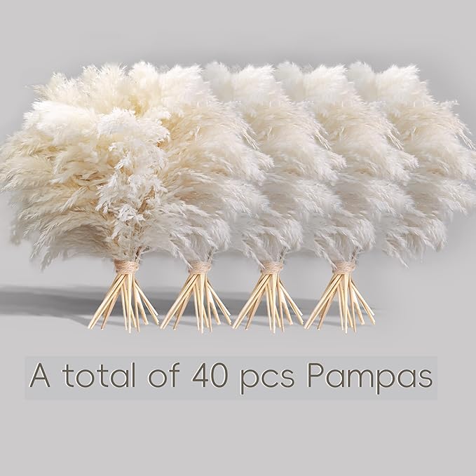 40PCS White Pampas Grass for Home Decor - Image 2