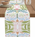 Green Blue Pink Boho Floral Cotton Linen Table Runner by Unknown