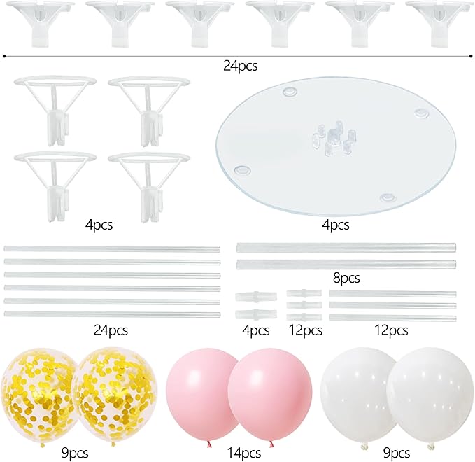 4 Balloon Stand Kit For Table Centerpieces Pastel Pink Balloons Holder Baby - Image 5