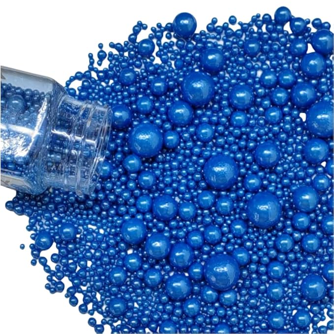 Edible Pearl Sugar Sprinkles Royal Blue Candy Mixing Size Baking Edible Cake - Image 2