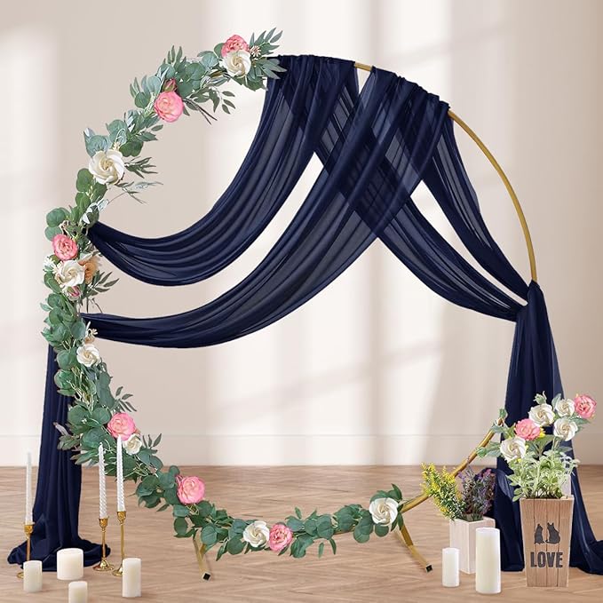 Navy Blue Wedding Arch Draping Fabric 29" x 20 FT Navy Wedding Drapes - Image 3