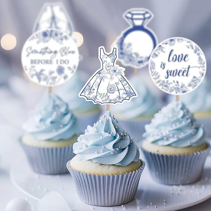 20PCS Something Blue Before I Do cupcake toppers, Something Blue Before I Do - Image 2