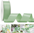 HUIHUANG 1-1/2 inch Double Face Satin Ribbon, Polyester Satin Sage Green Ribbon by HUIHUANG