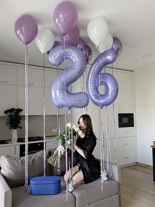 40 Inch Big Lavender 9 Balloon Number, Jumbo Giant Happy 9th 19 29 39 49 99 - Image 5