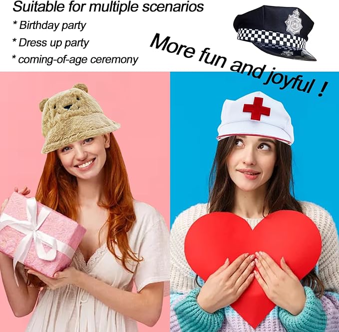12 Assorted Funny Hats Dress Up Costume Hats Crazy Party Hat Photo Booth Props - Image 5