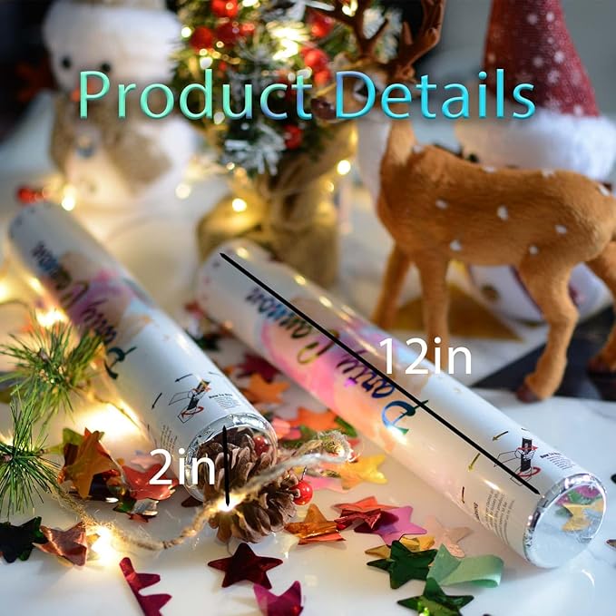 12 Inch Confetti Cannon Party Poppers Party Supplies, Air Powered | Launches - Image 2
