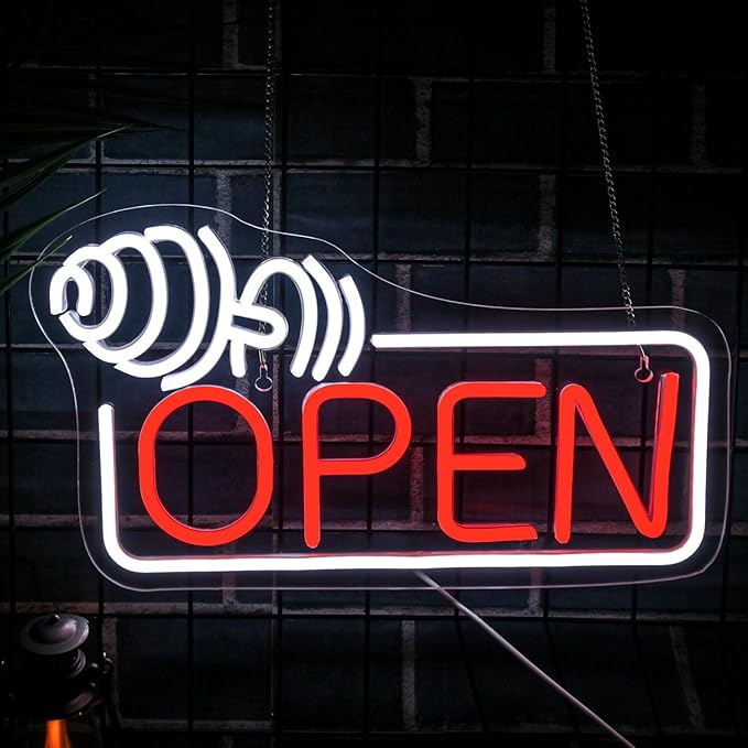Lucunstar Barbell Open Neon Sign, Dimmable USB Led by LUCUNSTAR