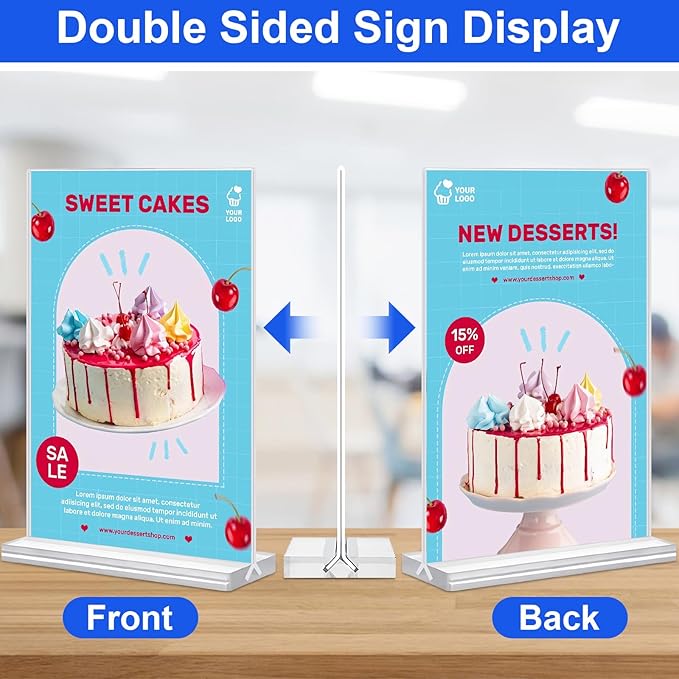 5x7 Acrylic Sign Holder, 12 Pack Vertical Plastic Signs Frame Table Top Display - Image 2
