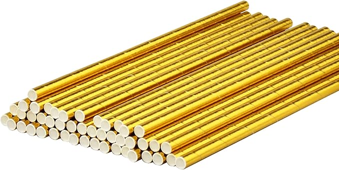 7.75 inch Compostable Gold Paper Straws 100 Counts - Image 8