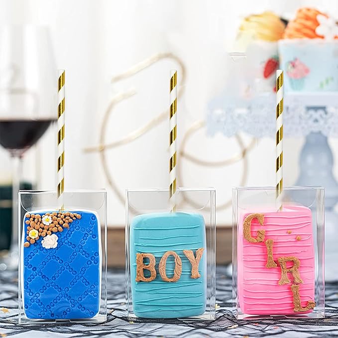 7.75 inch Gold/White Striped Paper Straws - Image 5