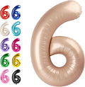 2026 Light Brown 40 Inch Mylar Foil Number 6 Balloon, Birthday Balloons by Upgesy