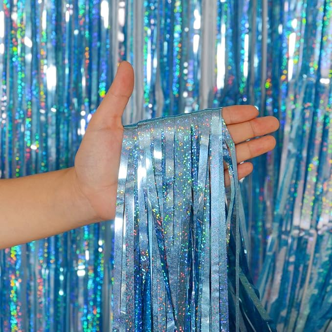 Melsan 2 Pack 3.2 ft x 8.2 ft Tinsel Foil Fringe Curtains Backdrop, Sparkle - Image 6