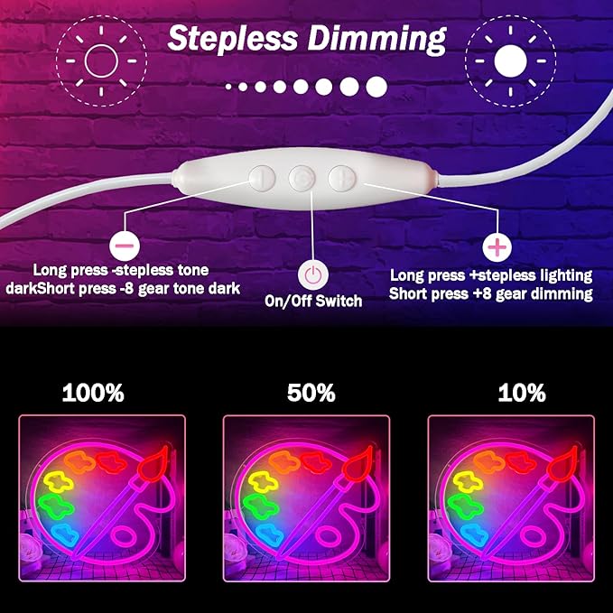 Paint Palette Neon Sign Art Studio Room Led Lights Dimmable Led Signs - Image 5