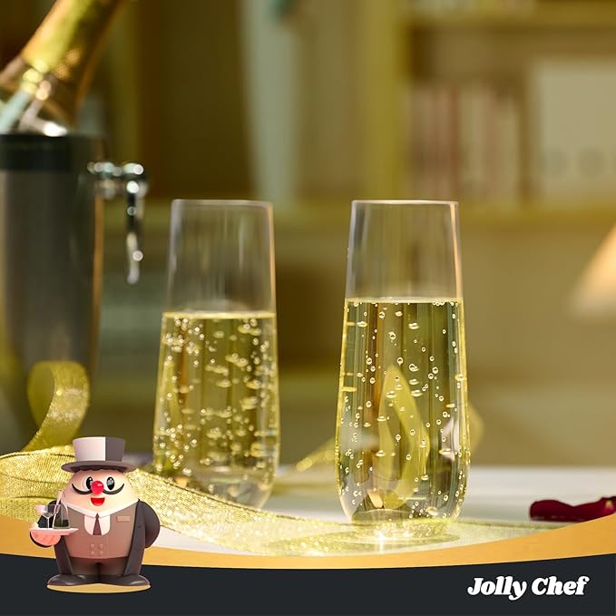 JOLLY CHEF 36 Pack Stemless Plastic Champagne Flutes 9 oz, Crystal Clear - Image 4