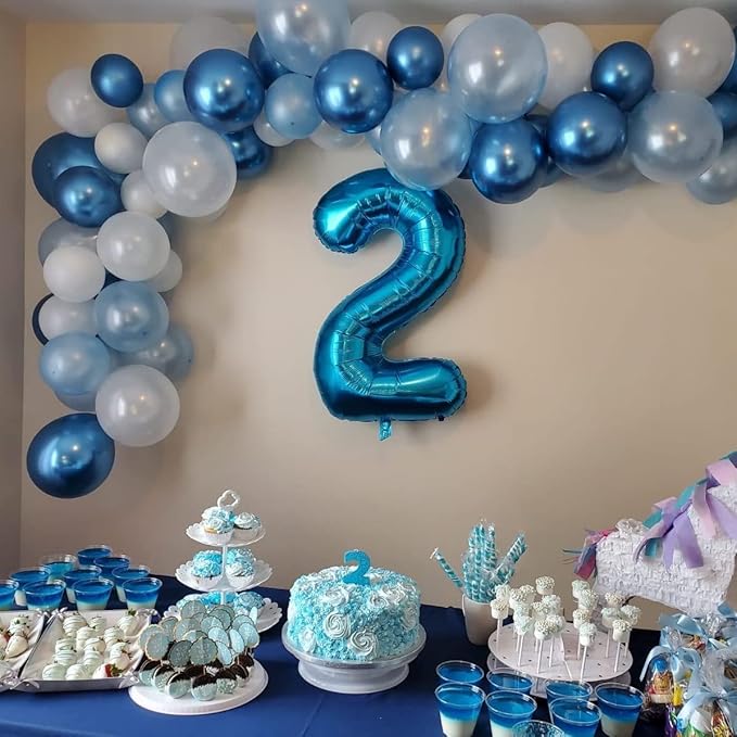Blue 2 Balloons, 40 Inch Large Foil Number Balloons Set 0-9, Self Inflating - Image 3
