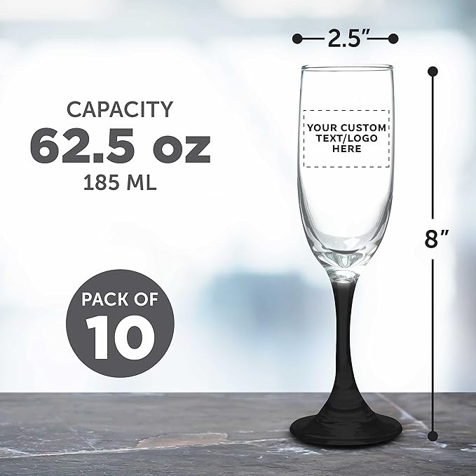 DISCOUNT PROMOS Custom Premiere Champagne Flutes 6.25 oz. Set of 10, - Image 5