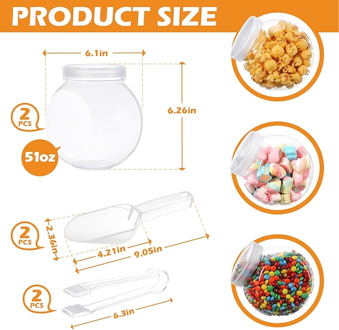 Sunnyray 2 Sets 51 oz Plastic Candy Jars - Image 2