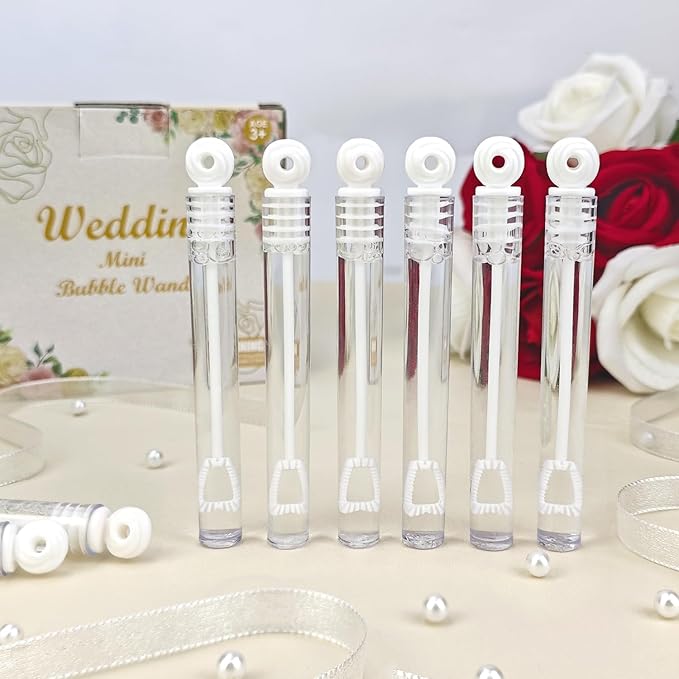 Bulk Mini Bubble Wands for Wedding 100 Count, Party Favors Supplies for Guest by Wondrus