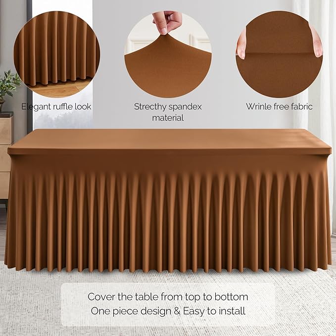 Wish Care 6 Pack Brown Spandex Table Clothes - Image 2