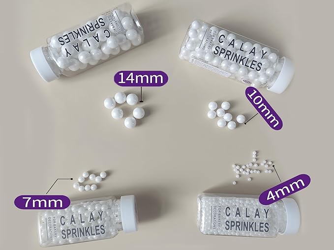 Edible White Pearl Sugar Sprinkles 3.53 oz, 14mm Candy Pearls Ideal - Image 2