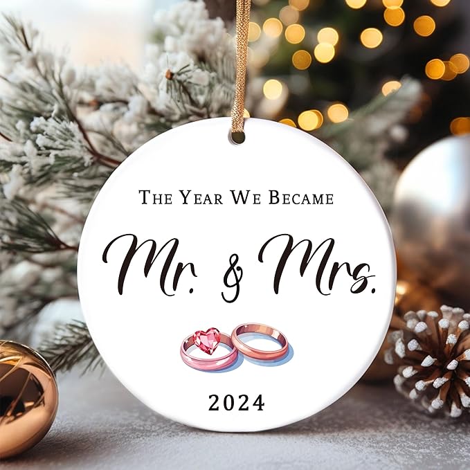 Wedding Gifts for Couples 2024, Mr and Mrs 1st Married Christmas Ornament - Image 6