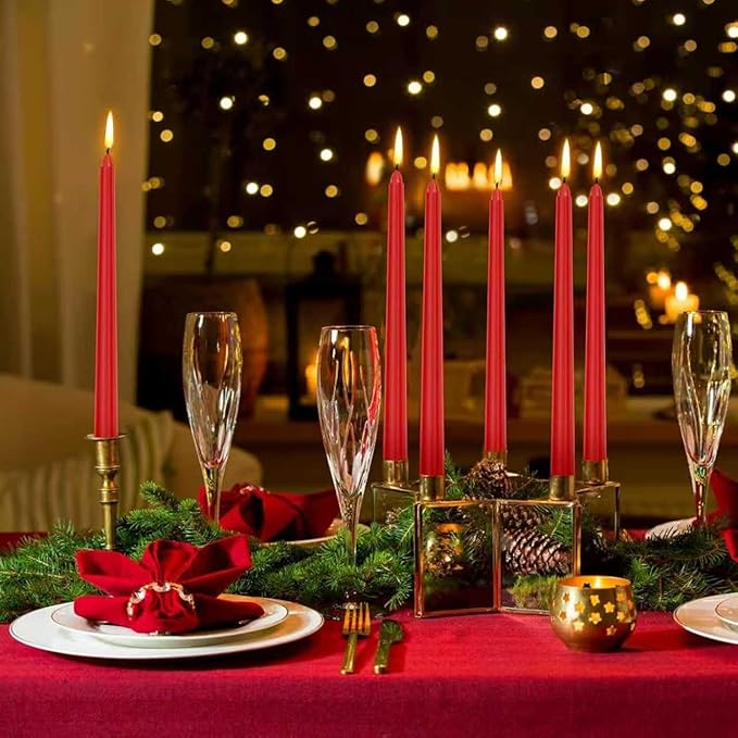 14 Pack Tall Red Taper Candles - Image 8