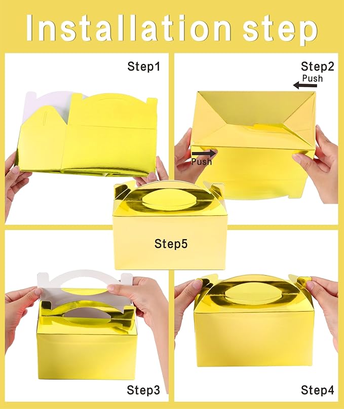 TIMESEEK 30-Pack Metallic Gold Gable Treat Boxes - Image 4