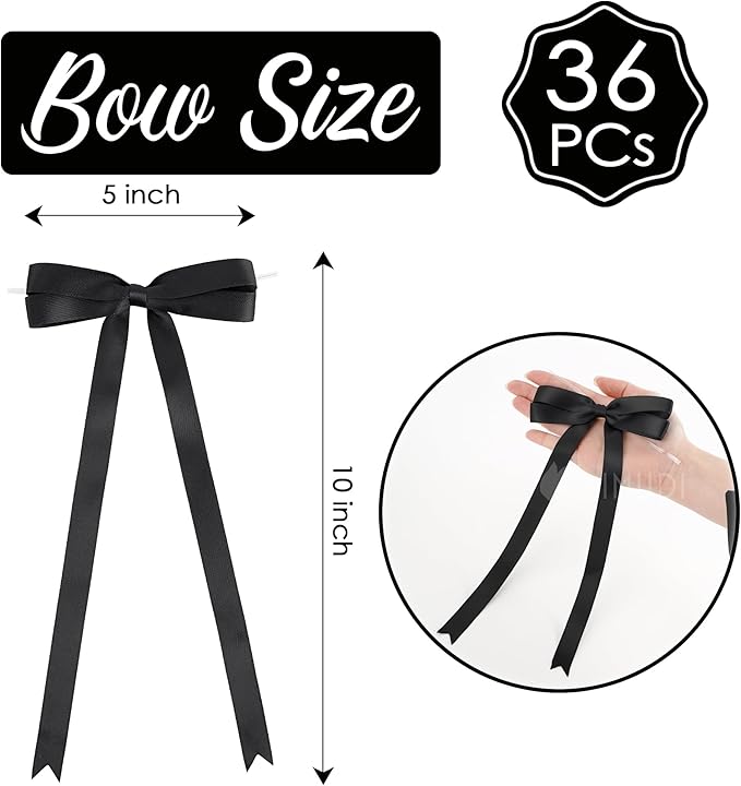 AIMUDI Black Bow 5 × 10" Satin Bow - Image 2