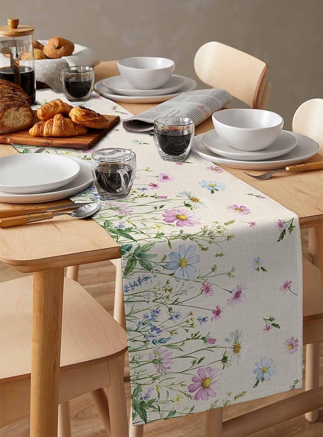 Vintage Wildflowers Cotton Linen Table Runner - Image 3