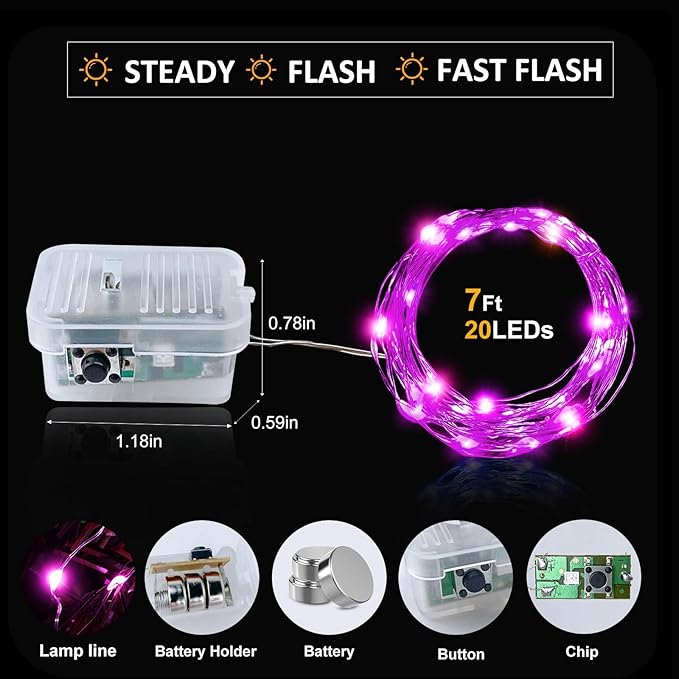 Aogist Led Fairy Lights 3 Modes Battery Operated String Lights Waterproof - Image 3
