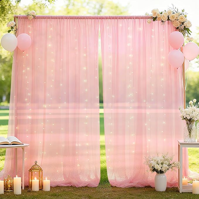 10×8ft Tulle Backdrop Curtains by Ledido