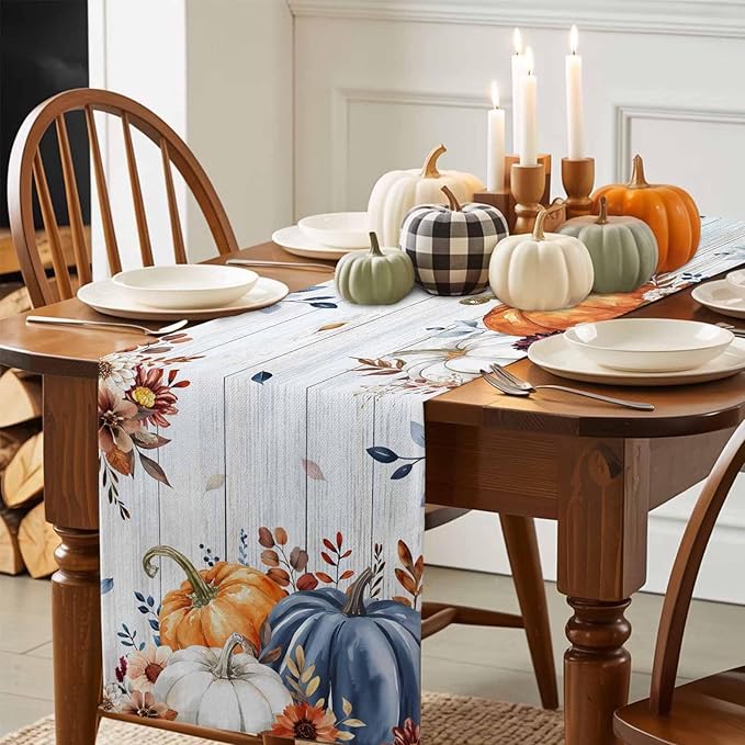 Thanksgiving Fall Cotton Linen Table Runner - Image 3