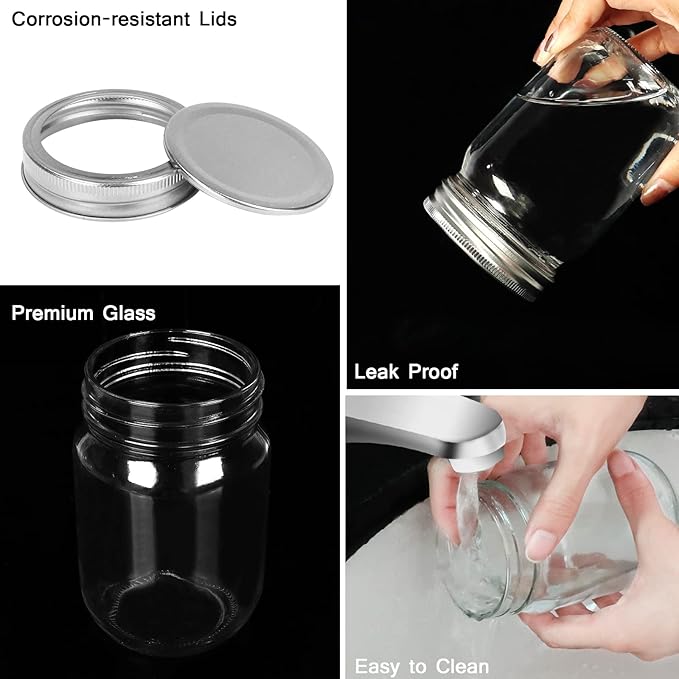 12 oz Glass Mason Jar, 20 Pack 360ml Canning Jars - Image 3