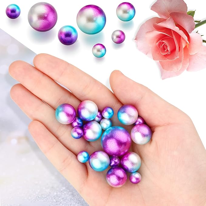 150 Pieces Vase Filler Faux Pearls Vase Makeup Beads No Hole Gloss Bead Mixed - Image 3