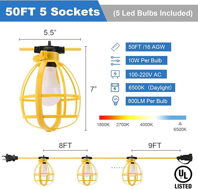 50FT Construction String Lights - Image 3