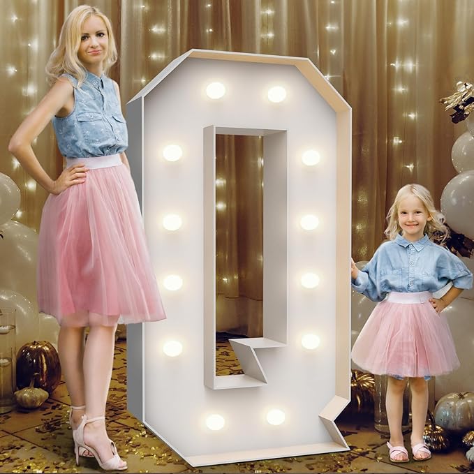 4FT Marquee Light Up Letters Q, Party Decoration Large Marquee Light Up Letters by Teebloom