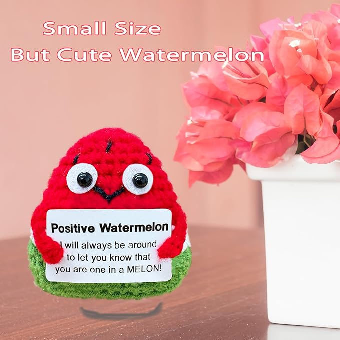 Crochet Emotional Support Watermelon-Handmade Mental Health Gifts - Image 4