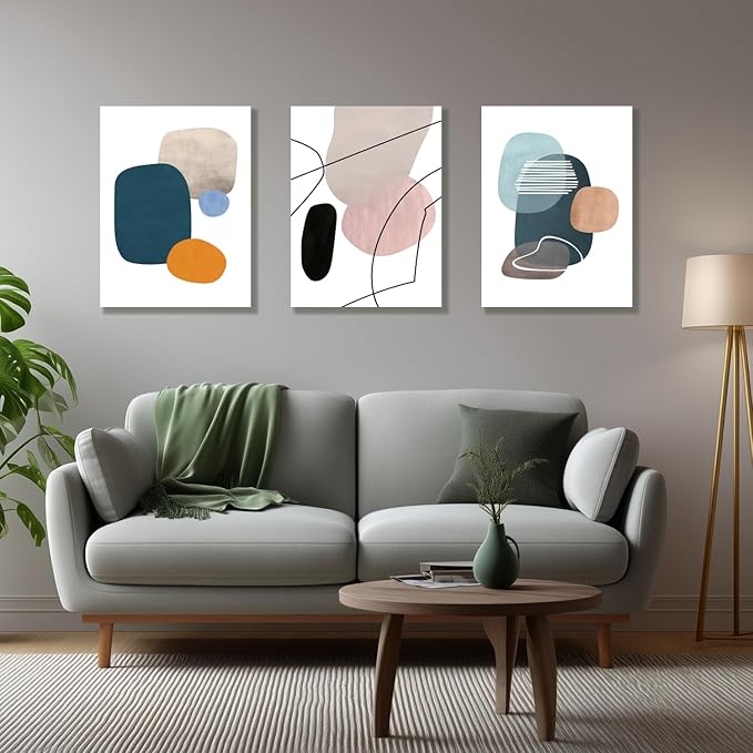 IAFWZX Framed Abstract Geometric Wall Art, Modern Minimalist Canvas Painting - Image 5