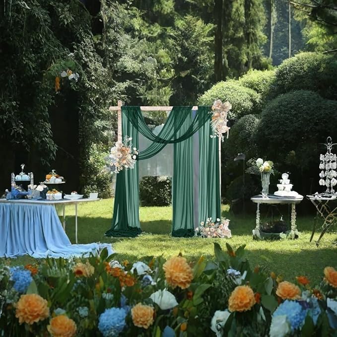 MLMW Christmas Wedding Arch Draping Fabric 2 Panels 29" x 20Ft Emerald Green - Image 6