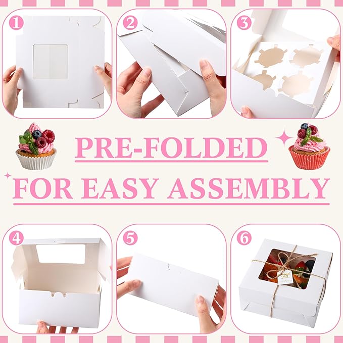 36 Pack Cupcake Boxes Hold 4 Count Disposable Cupcake Containers - Image 7